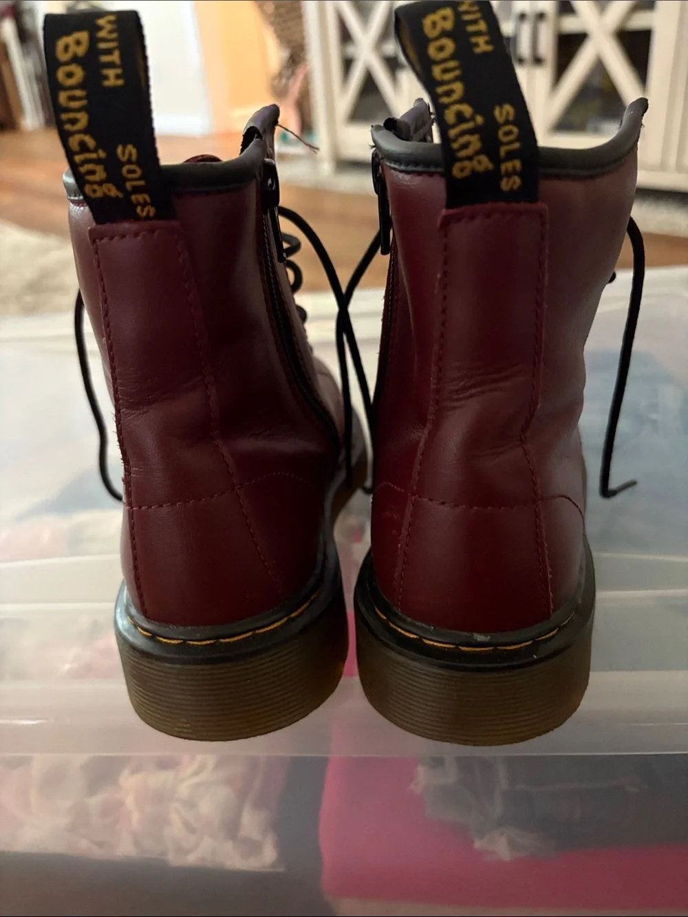 Dr. Martens Kids Burgundy Lace-Up Combat Boots